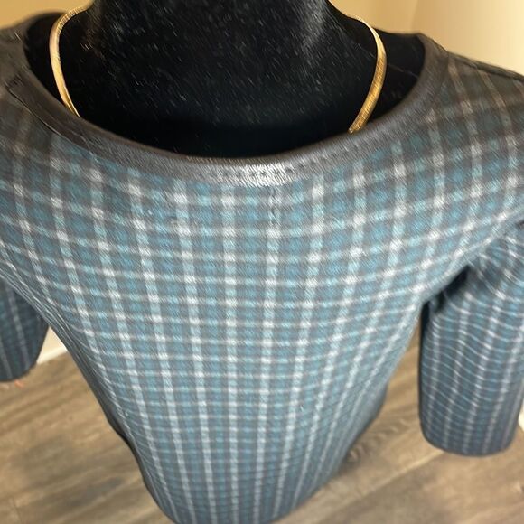 MAX Studio Tartan Plain 3/4 Sleeve Top, Size Small - Picture 5 of 16